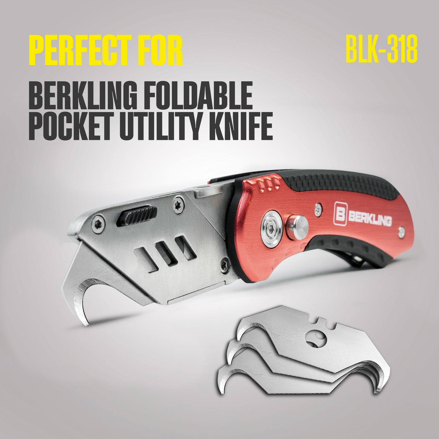 Berkling SK2H Hook Blade Utility Knife Blade 50-Pack With Dispenser, Ultra 3X Sharper and 5X More Durable, Compatible w/ Most Box & Carpet Cutters