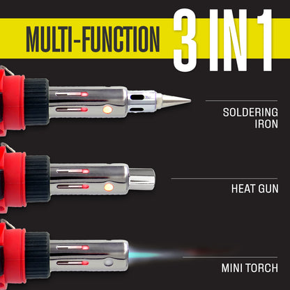 Berkling BSG-568KR Butane Soldering Iron Kit - Cordless Solder Torch Heat Gun, Includes 3 Tips, 15g 60/40 Rosin Core Solder Wire, Mini Wrench, Sponge