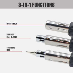 Berkling BSG-568KR Butane Soldering Iron Kit - Cordless Solder Torch Heat Gun, Includes 3 Tips, 15g 60/40 Rosin Core Solder Wire, Mini Wrench, Sponge