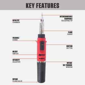 Berkling BSG-568KR Butane Soldering Iron Kit - Cordless Solder Torch Heat Gun, Includes 3 Tips, 15g 60/40 Rosin Core Solder Wire, Mini Wrench, Sponge