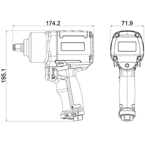 2463T 1/2" HEAVY DUTY Pneumatic Twin Hammer Impact Wrench - Berkling