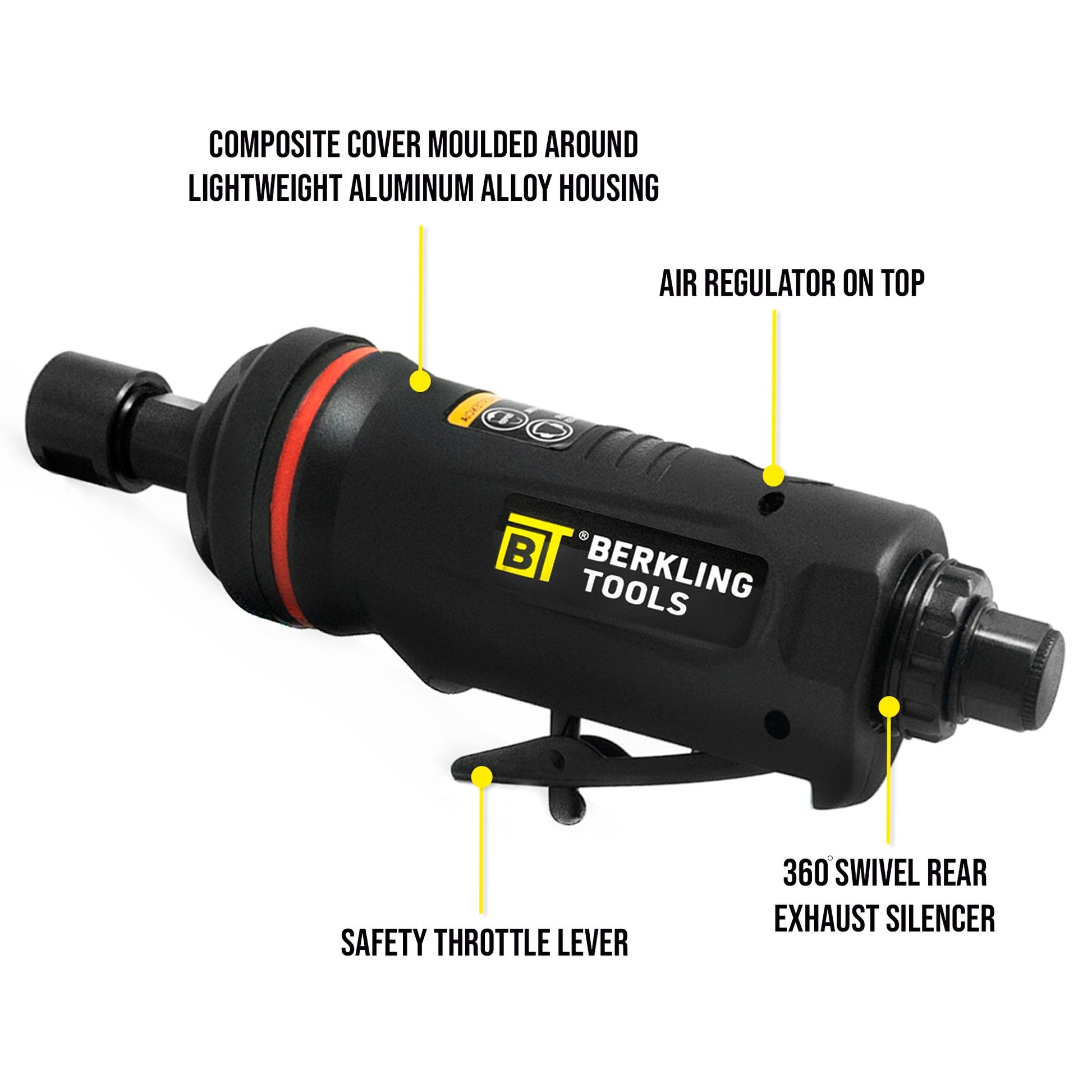 BT 6321 1/4“ Pneumatic Air Powered Professional Grade Straight Die Grinder - Berkling