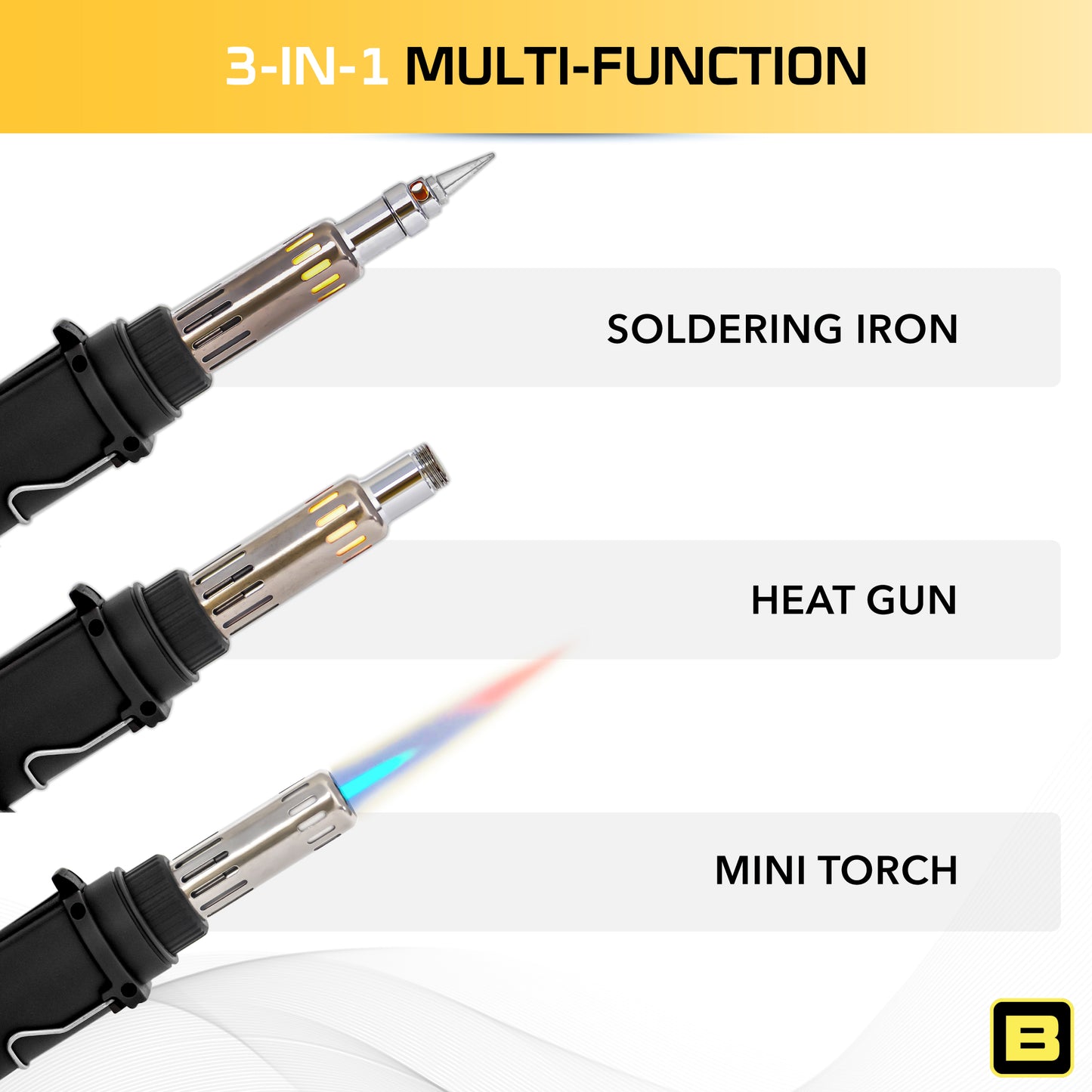 Berkling BSG-668 3-IN-1 cordless butane soldering iron, heat gun, mini torch