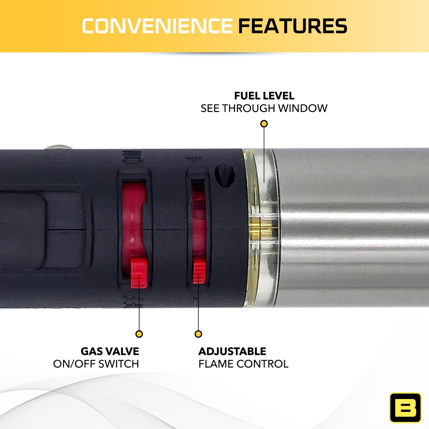 Berkling BSG-668 3-IN-1 cordless butane soldering iron has clear see through window for fuel level