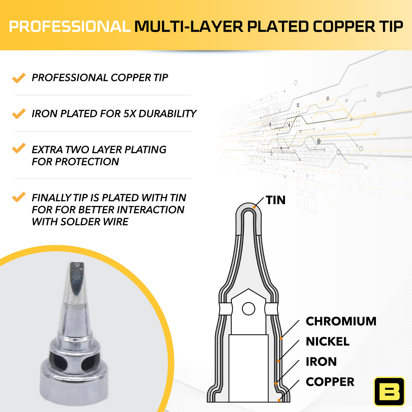 Berkling BSG-668 cordless butane soldering iron equips with professional grade soldering copper tip