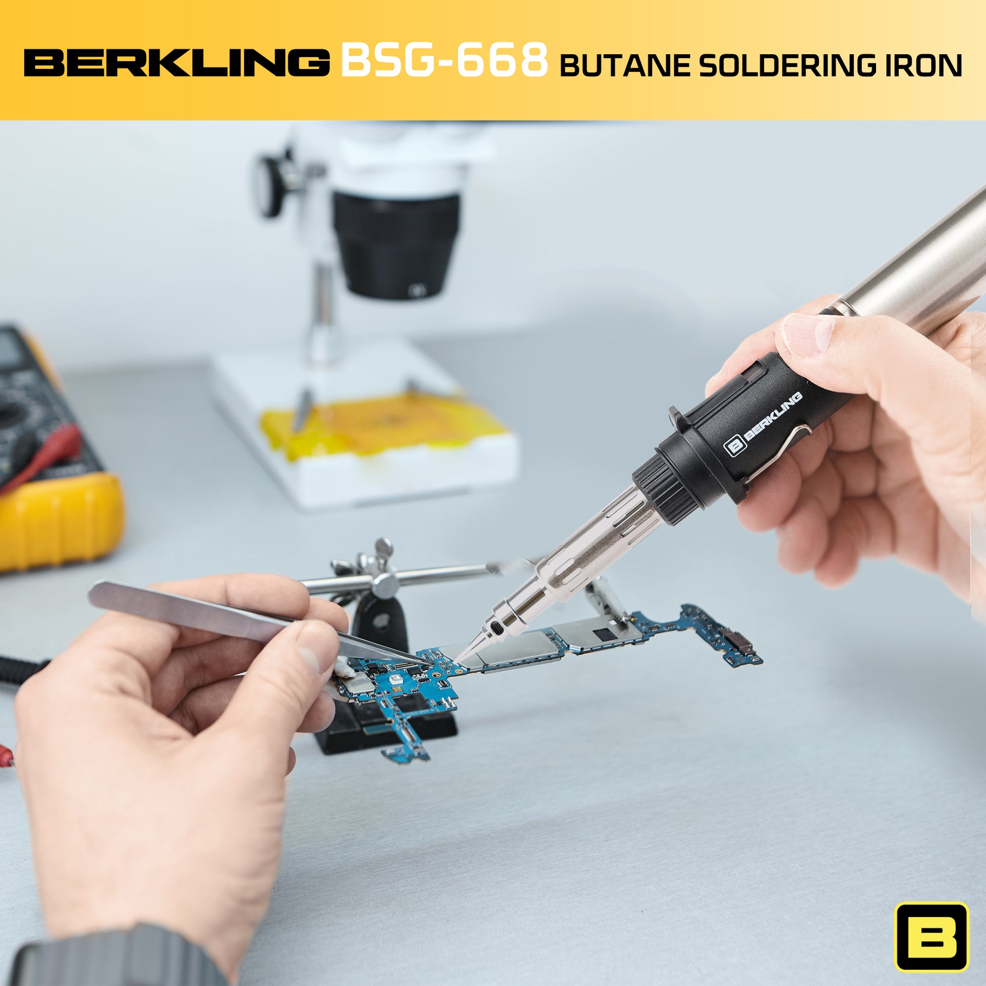 Berkling BSG-568 cordless butane soldering iron for electronic repairs such as PCB