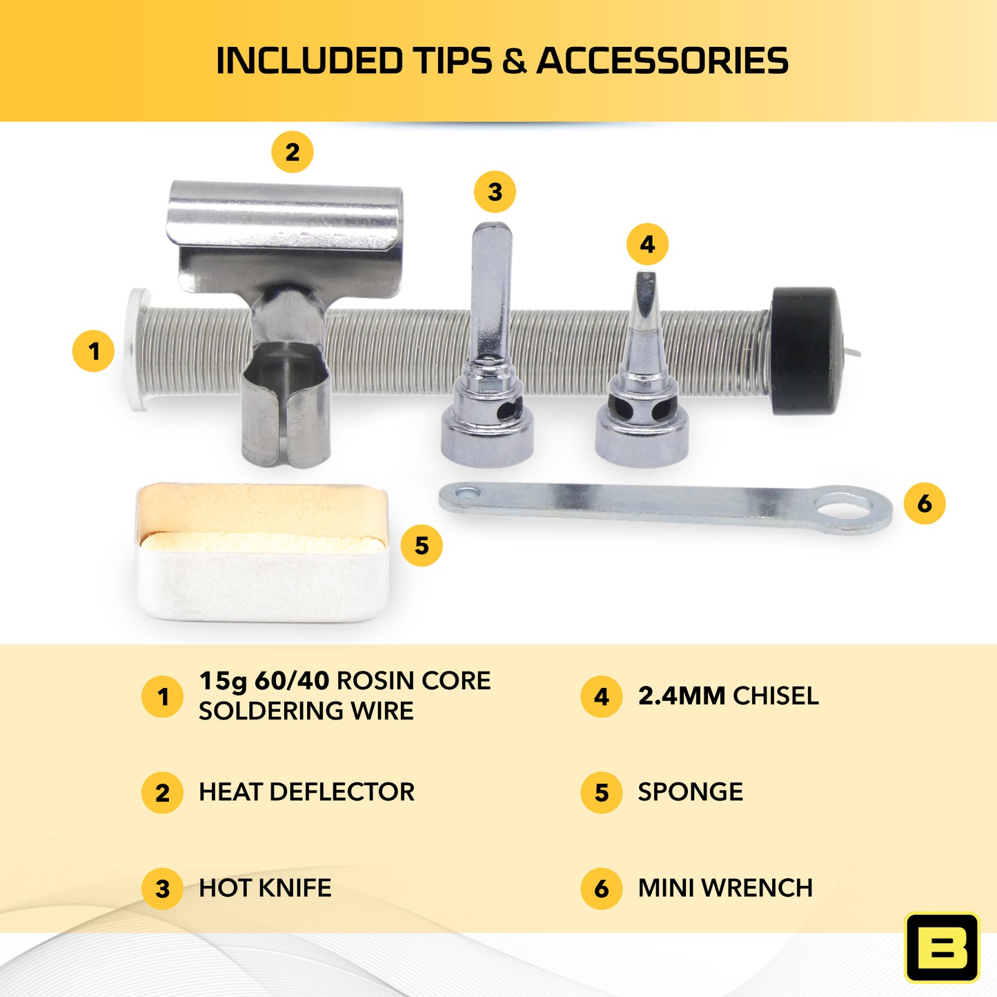 Berkling BSG-668 cordless butane soldering iron's optional accessories